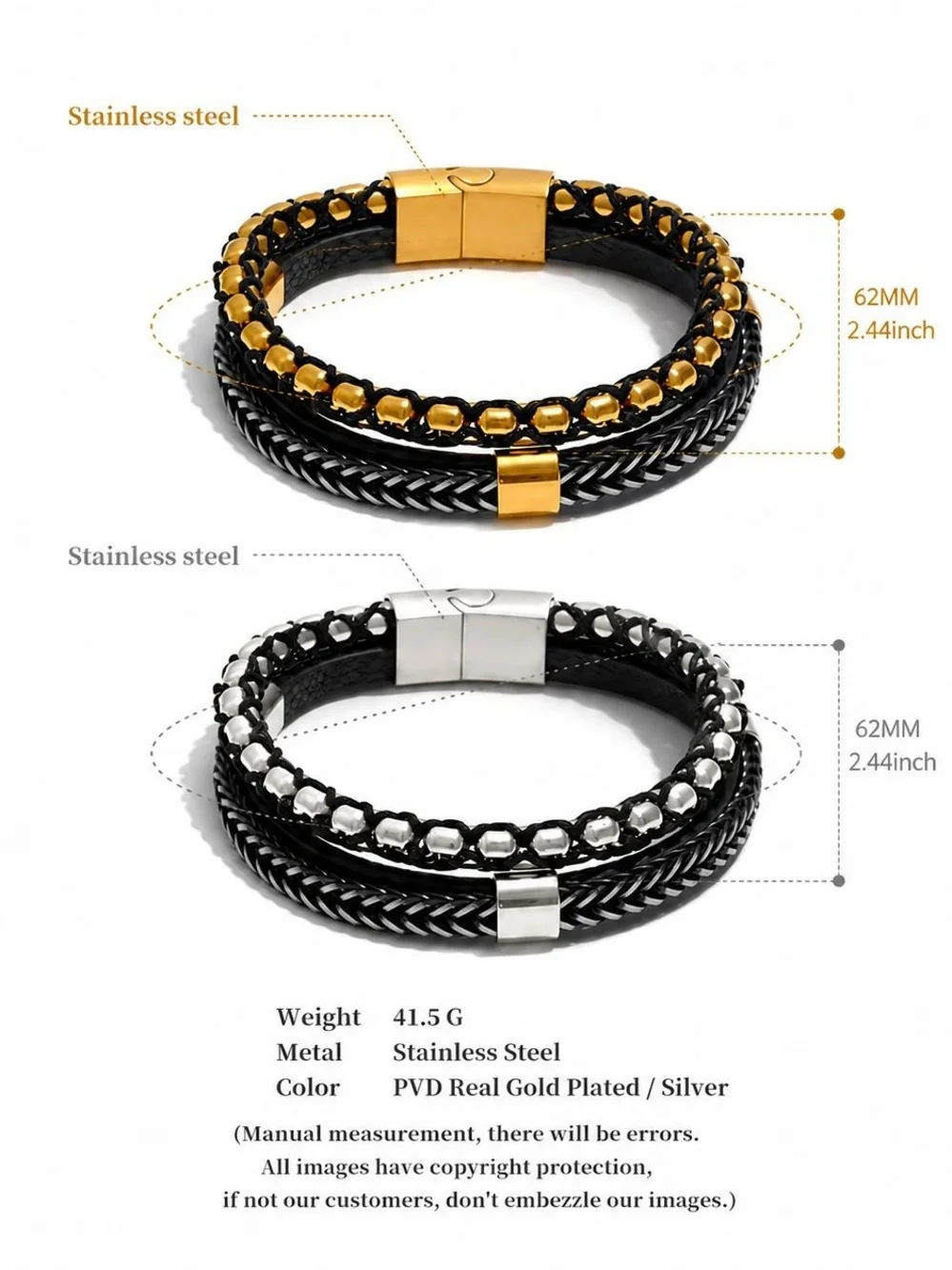 Black and Gold Layered Men's Bracelet